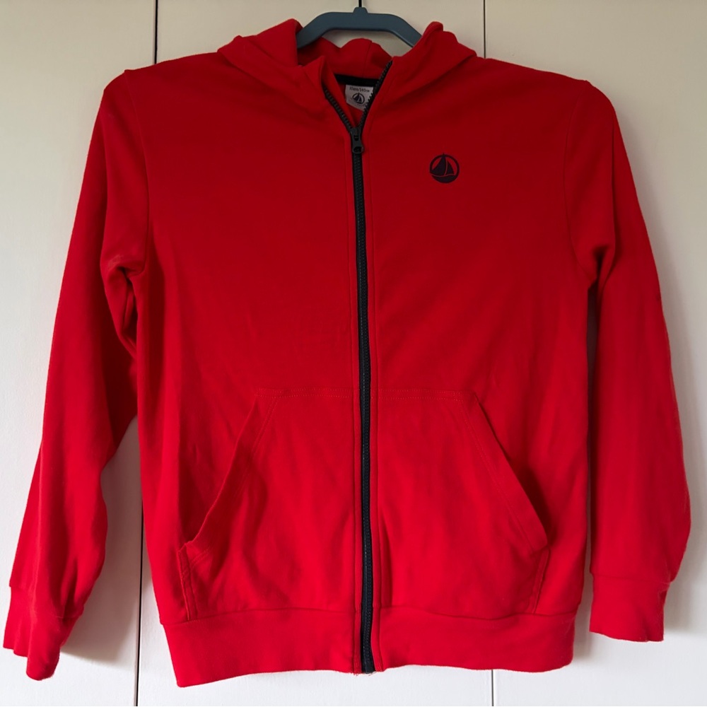 Petit Bateau Lightweight Red Kids Hoodie, size 8 US